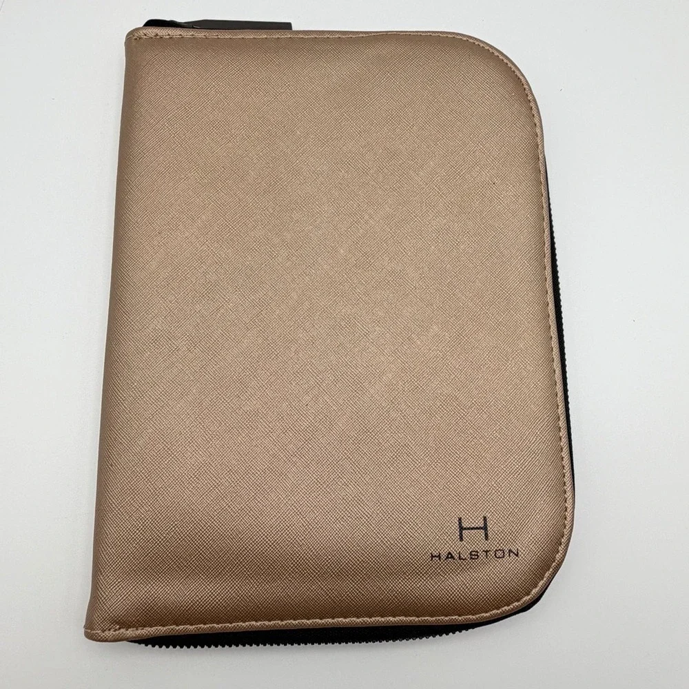 Halston Zip Around Travel Jewelry Organizer Case Faux Leather Storage Portfolio